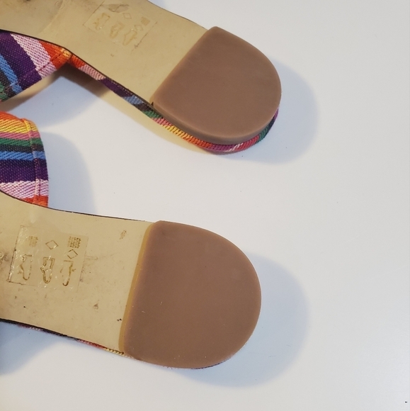 J. Crew Cora colorfull stripes canvas Flat Slides sandals size 8 - Picture 7 of 11